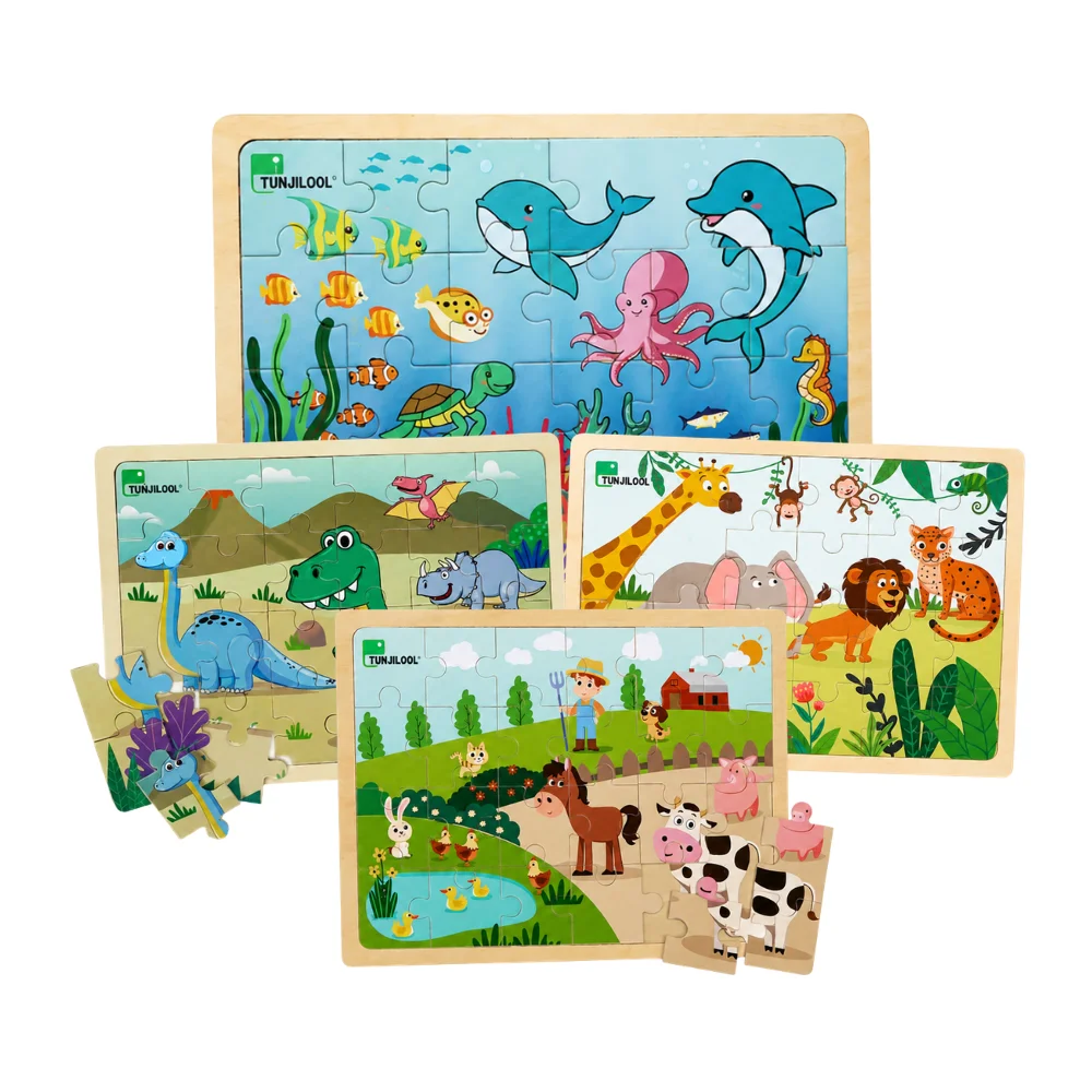Wooden 24 Piece Puzzle Collection