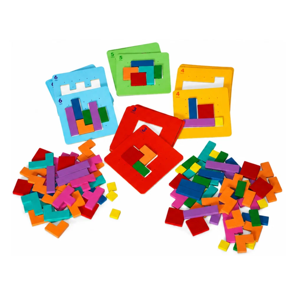 Wooden Pattern Puzzle Blocks 128pc